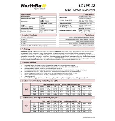 Northbatt LC195-12V 195Ah Lead Carbon 1