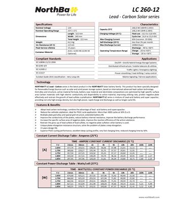 Northbatt LC260-12V 260Ah Lead Carbon 1
