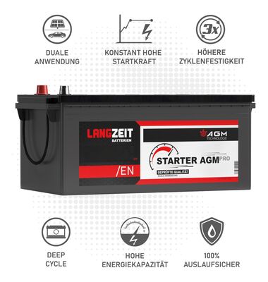 Μπαταρία Φορτηγού LANGZEIT AGM 240AH 1700A/EN 12V | battery-expert.gr