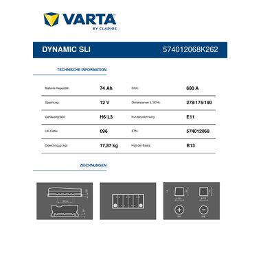 Μπαταρία Αυτοκινήτου VARTA E11 74AH 680a | battery-expert.gr