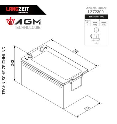Μπαταρία Φορτηγού LANGZEIT AGM 240AH 1700A/EN | battery-expert.gr