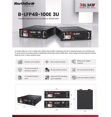 Μπαταρία Φωτοβολταικού Northbatt Λιθίου LiFePO4 5.12kWh 51.2V / battery-expert.gr