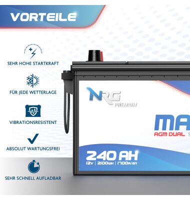 NRG Marine AGM DUAL Μπαταρία Σκάφους 240Αh 1700A EP2100 12V / battery-expert.gr