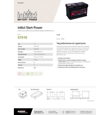 Μπαταρία Αυτοκινήτου-START POWER 57510 75AH 640A EN | battery-expert.gr