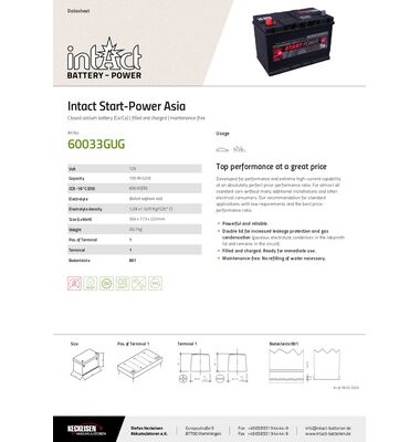 Μπαταρία Φορτηγού-Αυτοκινήτου START POWER 60033 100AH 830 | battery-expert.gr