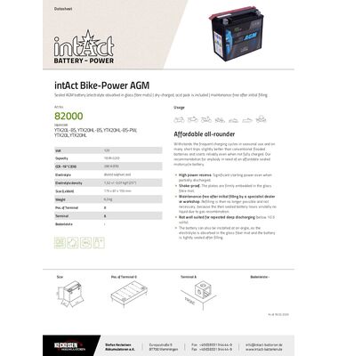 Μπαταρία Μοτοσυκλέτας  YTX20L-BS  / www.battery-expert.gr