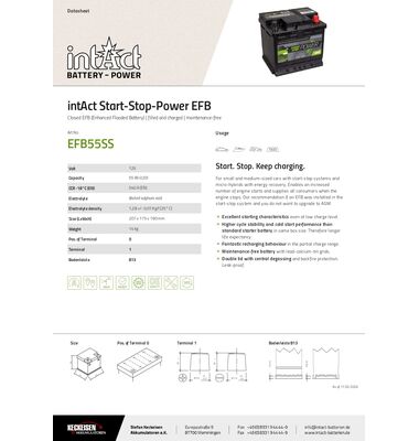 ΜΠΑΤΑΡΙΑ START STOP EFB 55AH / battery-expert.gr