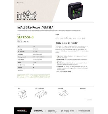 Μπαταρία Μοτοσυκλέτας YB5L-B 5AH AGM | battery-expert.gr